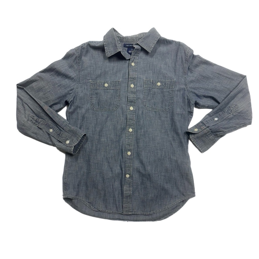 Old Navy Men's Casual Gray Chambray  Button Down Shirt, M